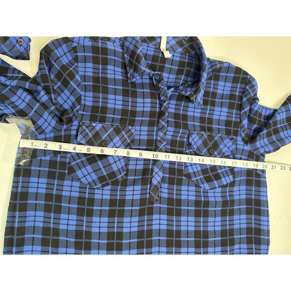 Live 4 Truth Blue Black Plaid Button Down Shirt Women's L Roll Tab Long Sleeve - Picture 9 of 9